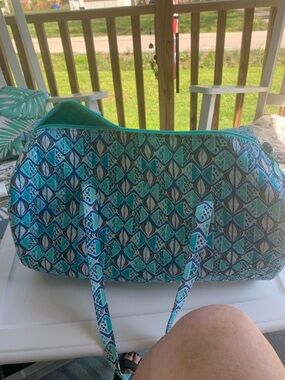 Vera Bradley Teal and Turquoise Quilted Travel Duffle